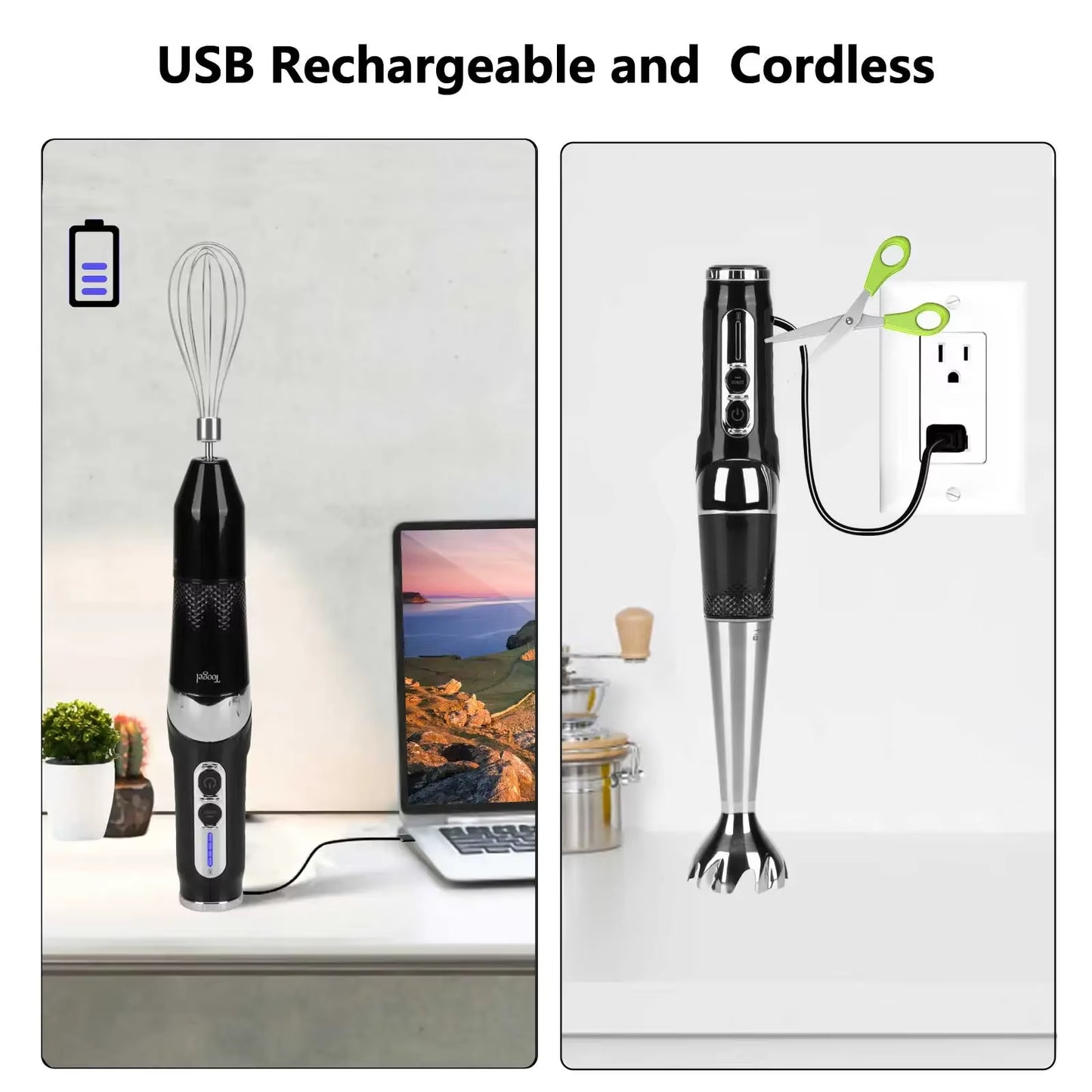 Professional Commercial Smoothie Electric Hand Blender Set 4 in 1 Kitchen Juicer Blender Manual Hand