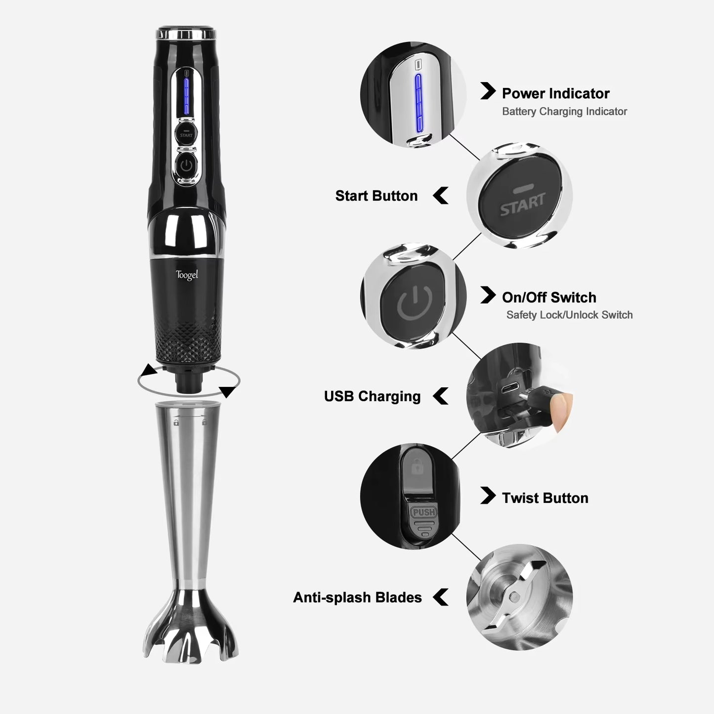 Professional Commercial Smoothie Electric Hand Blender Set 4 in 1 Kitchen Juicer Blender Manual Hand