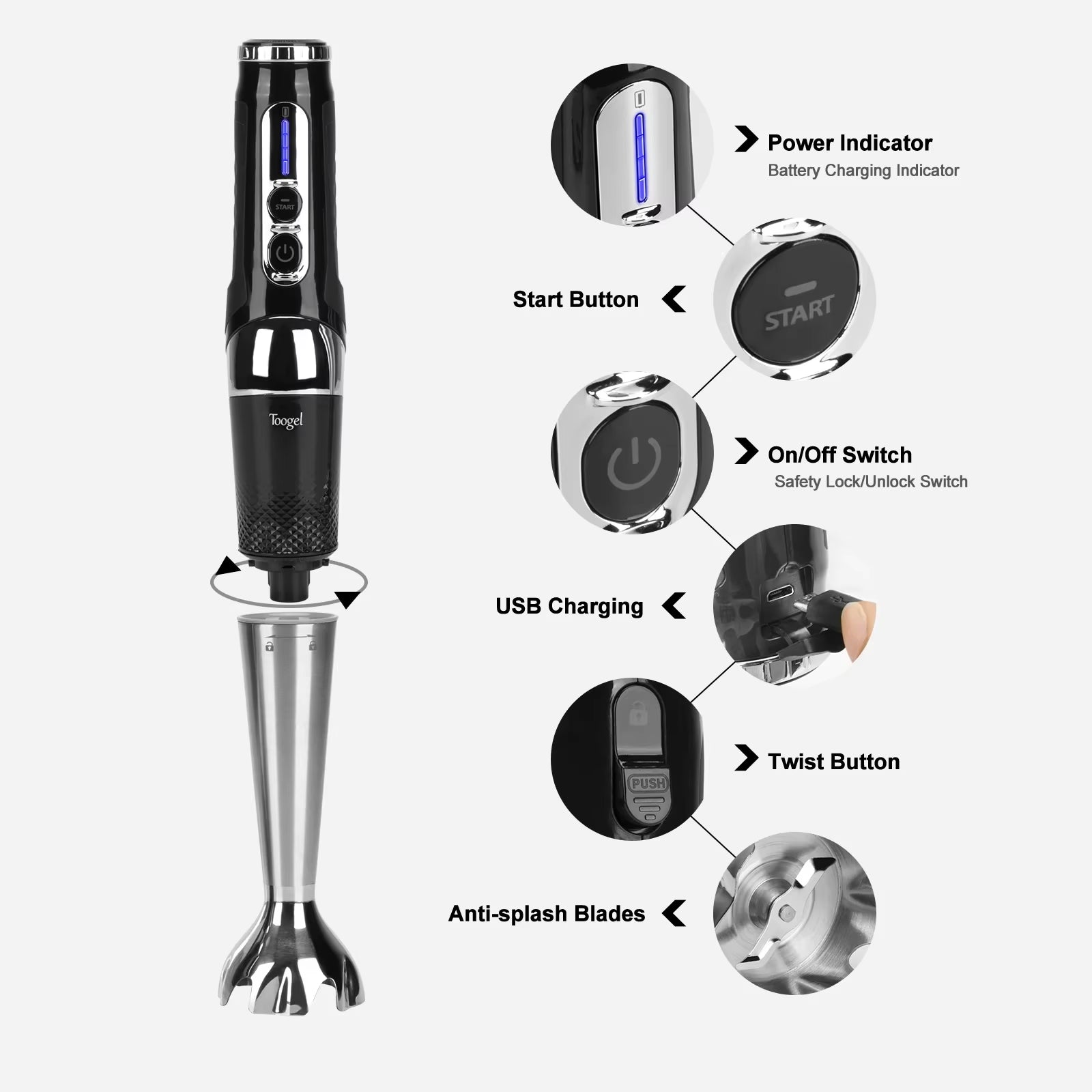 Professional Commercial Smoothie Electric Hand Blender Set 4 in 1 Kitchen Juicer Blender Manual Hand